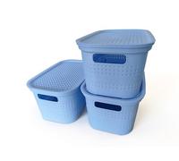 Ecoplast | Set di 3 Contenitori Multiuso Lavanda Small con Coperchio e Separatore - Scatola Organizer Salvaspazio per Armadi, Ripostigli e Uffici