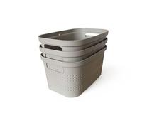 Ecoplast | Set di 3 Contenitori Multiuso Tortora Small Senza Coperchio - Scatola Organizer Salvaspazio per Armadi, Cassetti, Uffici e Ripostigli