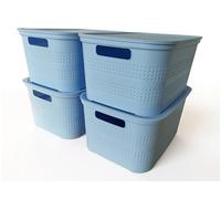 Ecoplast | Set di 4 Contenitori Multiuso Lavanda Medium con Coperchio e Separatore - Scatola Organizer Salvaspazio per Armadi, Ripostigli e Uffici