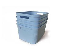 Ecoplast | Set di 4 Contenitori Multiuso Lavanda Small Senza Coperchio - Scatola Organizer Salvaspazio per Armadi, Cassetti, Uffici e Ripostigli