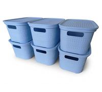 Ecoplast | Set di 6 Contenitori Multiuso Lavanda Small con Coperchio e Separatore - Scatola Organizer Salvaspazio per Armadi, Ripostigli e Uffici
