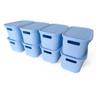 Ecoplast | Set di 8 Contenitori Multiuso Lavanda Small con Coperchio e Separatore - Scatola Organizer Salvaspazio per Armadi, Ripostigli e Uffici