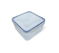 Ecoplast | Superlock Contenitore Plastica con Coperchio 1,2 Lt, Contenitore Ermetico per Alimenti Quadrato, Trasparente, 15,5x15,5x8