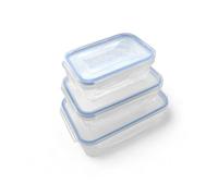 Ecoplast | Superlock Kit Contenitori Plastica con Coperchio, Contenitore Ermetico per Alimenti Rettangolare, Trasparente