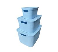 Ecoplast | Tris di Contenitori Multiuso Lavanda 1 Pezzo Large, 1 Pezzo Medium e 1 Pezzo Small con Coperchio e Separatore - Scatola Organizer Salvaspazio per Armadi, Ripostigli e Uffici