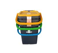 Ecoplast | Tris di Pattumiere per Raccolta Differenziata 20 Lt, Colori Assortiti Giallo/Verde/Blu, 34,5x34,5x34,5, Made in Italy
