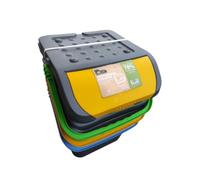Ecoplast | Tris di Pattumiere per Raccolta Differenziata 28 Lt, Colori Assortiti Giallo/Verde/Blu, 38x36,5x37, Made in Italy