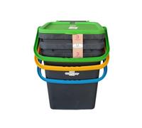 Ecoplast | Tris di Pattumiere per Raccolta Differenziata 35 Lt, Colori Assortiti Giallo/Verde/Blu, 43x36x43,5, Made in Italy