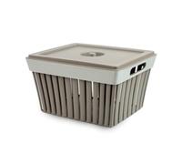 Ecoplast | Vaschetta con Coperchio Doga, Cestino Portaoggetti in Plastica Riciclata, Colore Cappuccino, 2,6x27,5x80, Made in Italy