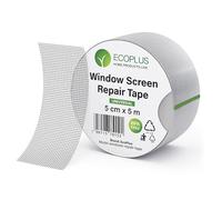 ECOPLUS - Nastro Adesivo Ripara Zanzariere in Fibra di Vetro Nero 50mm x 5m - Nastro per Zanzariera Rotta - Resistente, Facile da Applicare - Per Riparazione Zanzariere e Insetti Fuori Casa