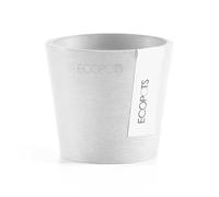 Ecopots Amsterdam - Fioriera rotonda in plastica riciclata, resistente, per interni/esterni, moderna, 7,6 cm, colore: bianco puro