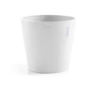 Ecopots Amsterdam, fioriera rotonda moderna in plastica riciclata, bianco puro, 40,6 cm