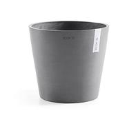 ECOPOTS Amsterdam, fioriera rotonda moderna in plastica riciclata, grigio, 25,4 cm