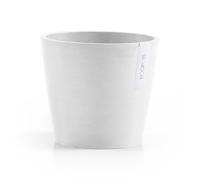 Ecopots Amsterdam Vaso per fiori e piante durevole, moderno, rotondo, per interni ed esterni, in materiale composito riciclato con riserva d'acqua, bianco puro, 30 cm