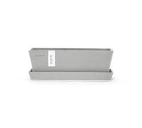 Ecopots Bruges - Vaso da fiori rettangolare in plastica per interni ed esterni, moderno, con sottovaso, bianco, grigio, 25,4 cm