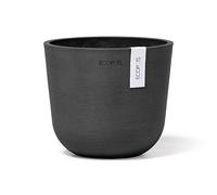 Ecopots Oslo - Vaso da fiori grigio scuro, diametro 11 cm, rotondo, piccolo, in plastica riciclata, per interni ed esterni
