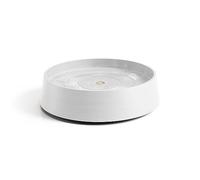 ECOPOTS Sottovaso arrotolabile per vaso da fiori Oslo 35 bianco, rotondo, diametro interno 28 cm, esterno 32 cm, piattino con ruote per vaso per piante, per interni ed esterni