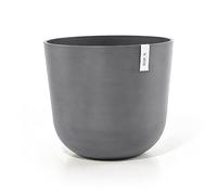 Ecopots Vaso da fiori Oslo grigio, con approvvigionamento idrico, diametro 45 cm, rotondo, grande, in plastica riciclata, moderno per interni ed esterni