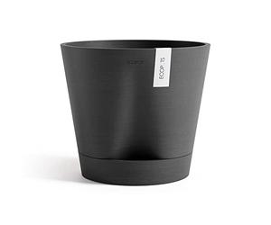 Ecopots Venice - Vaso da fiori moderno per interni ed esterni, in plastica riciclata, con serbatoio d'acqua, grigio scuro, 30,5 cm