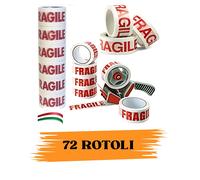 EcoPrice® Nastro Adesivo Imballaggio FRAGILE 48mmx66m 72 Rotoli