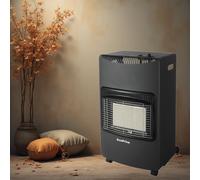 EcoPrice® Stufa A Gas Pieghevole, Infrarossi, Accensione Piezoelettrica,Adatta Per GPL/Butano/Propano, Bombola da 15Kg, Sistema ODS, Kit di Montaggio e tubo regolatore incluso - Nera