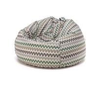 Ecopuf - Bean Bag - Pouf con Imbottitura - Pouf da Interno, Pouf In 45% Lino, Doppie Cuciture, Cerniera Rinforzata, Motivo a Zig-Zag, 90(L) x 90(P) x 50(A) cm, 2kg, Sakwa M Verde