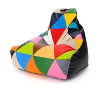 Ecopuf Keiko Poltrona Patchwork Impermeabile Polistirolo - Relax Soggiorno M 100x80x85 cm, Nero E14