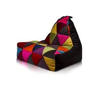 Ecopuf Keiko - Pouf a Sacco PATCHWORK in Microfibra Sfoderabile Taglia S - Puff Poltrona Sacco con maniglia - Pouf Poltrona Antistrappo Antimacchia - Poltrona a Sacco con Imbottitura in Polistirolo