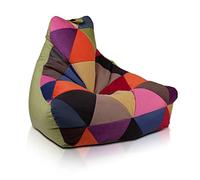 Ecopuf Keiko - Pouf a Sacco PATCHWORK in Microfibra Sfoderabile Taglia S - Puff Poltrona Sacco con maniglia - Pouf Poltrona Antistrappo Antimacchia - Poltrona a Sacco con Imbottitura in Polistirolo