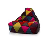 Ecopuf Keiko - Pouf a Sacco PATCHWORK in Microfibra Sfoderabile Taglia S - Puff Poltrona Sacco con maniglia - Pouf Poltrona Antistrappo Antimacchia - Poltrona a Sacco con Imbottitura in Polistirolo