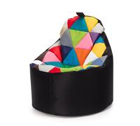 Ecopuf - Poltrona Pouf Yoko Patchwork - Pouf per la cameretta dei bambini - Borsa in tessuto robusto - Sedia da salotto - Arredamento - Poltrona misura XL - 70x75 cm - Nero Nc14