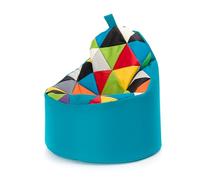 Ecopuf - Poltrona Pouf Yoko Patchwork - Pouf per la cameretta dei bambini - Borsa in tessuto robusto - Sedia da salotto - Arredamento - Poltrona misura XL - 70x75 cm - Azzurro Nc7