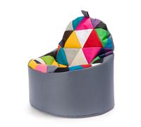 Ecopuf - Poltrona Pouf Yoko Patchwork - Pouf per la cameretta dei bambini - Borsa in tessuto robusto - Sedia da salotto - Arredamento - Poltrona misura XL - 70x75 cm - Grigio Nc16