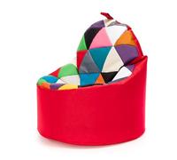 Ecopuf - Poltrona Pouf Yoko Patchwork - Pouf per la cameretta dei bambini - Borsa in tessuto robusto - Sedia da salotto - Arredamento - Poltrona misura XL - 70x75 cm - Rosso Nc12