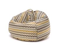 Ecopuf - Pouf con Imbottitura - Pouf da Esterno e da Interno, Poltrona a Sacco con Tessuto Idrorepellente, Motivo a Zig Zag, 90(L) x90(P) x50(A) cm, 2kg, Sakwa M Outdoor Giallo
