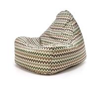 Ecopuf - Pouf con Imbottitura - Pouf da Esterno e da Interno, Poltrona a Sacco con Tessuto Idrorepellente, Motivo a Zig-Zag, 70(L) x85(P) x70(A) cm, 3kg, Mini Keiko Outdoor Verde