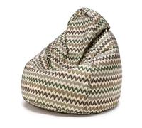 Ecopuf - Pouf con Imbottitura - Pouf da Esterno e Interno, Poltrona a Sacco con Tessuto Idrorepellente, Motivo a Zig Zag, 80(L) x80(P) x110(A) cm, 2kg, Fuzzy Outdoor Verde