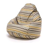 Ecopuf - Pouf con Imbottitura - Pouf da Esterno e Interno, Poltrona a Sacco con Tessuto Idrorepellente, Motivo a Zig Zag, 80(L) x80(P) x110(A) cm, 2kg, Fuzzy Outdoor Giallo