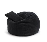 Ecopuf - Pouf Dot Peluche - Pouf per Soggiorno, Camera da Letto, a Forma di Pera - Comodo Mobile da Camera per il Relax e un Arredamento Moderno - Imbottitura Sostenibile in EPS - Nero