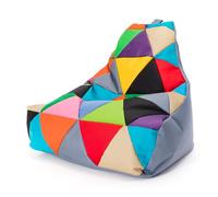 Ecopuf - Pouf Keiko Patchwork Poltrona da Esterno Impermeabile - Pouf Imbottito in Palline di Polistirolo - Poltrona Relax Soggiorno - Poltrona Taglia M - 100x80x85 cm, Grigio Nc16
