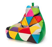 Ecopuf - Pouf Keiko Patchwork Poltrona da Esterno Impermeabile - Pouf Imbottito in Palline di Polistirolo - Poltrona Relax Soggiorno - Poltrona Taglia M - 100x80x85 cm, Miscela/Bottiglia verde