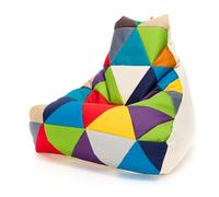 Ecopuf - Pouf Keiko Patchwork Poltrona da Esterno Impermeabile - Pouf Imbottito in Palline di Polistirolo - Poltrona Relax Soggiorno - Poltrona Taglia M - 100x80x85 cm, Miscela/Crema