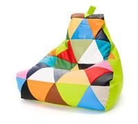 Ecopuf - Pouf Keiko Poltrona patchwork esterna impermeabile polistirolo - Relax soggiorno M 100x80x85 cm, Verde Mela E16