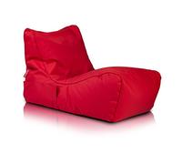 Ecopuf - Pouf Poltrona a Sacco Chaise Longue Waterproof da Esterno Rosso - Puffo per Sedersi con Tasca Portaoggetti e Maniglia - Puff in Tessuto Antistrappo - Imbottitura in Polistirolo