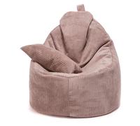 Ecopuf Yoko | Pouf Poltrona Sacco con imbottitura in Tessuto Velluto a Coste con Cuscino Incluso | Puffo per Sedersi Ergonomico | Poltrona a Sacco Seduta Alta e Sagomata completa di Comoda Maniglia