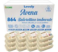 ECORE Lovely - 864 Salviette Imbevute, Profumo Avena, Ideali per la Pulizia di Mani, Viso e Cambio Pannolino di Neonati, Morbide e Resistenti, per Pelli Sensibili