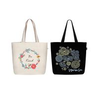Ecoright grandi borse in tela da donna, con tasca interna, borsa riutilizzabile con cerniera per scuola, lavoro, shopping, spiaggia