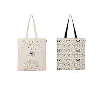 Ecoright(Pack of 2) Borsa in tela estetica per donne, borsa riutilizzabile in cotone per la spesa, la spiaggia e per l'uso quotidiano