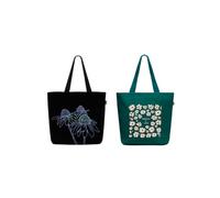 Eco Right Borsa shopper da donna in tela, grande borsa da spiaggia con chiusura lampo, borsa per la spesa, borsa, Perfect Pachy & Night Garden, taglia unica, Utility