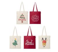 Ecoright(Pack of 5) Borsa in tela estetica per donne, borsa riutilizzabile in cotone per la spesa, la spiaggia e per l'uso quotidiano